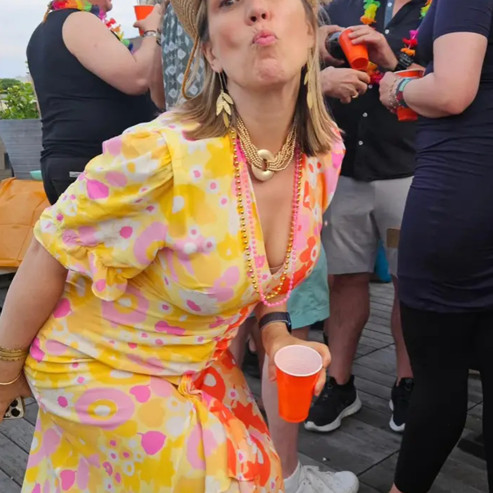 Rixo Whimsical Floral Colorblock Maxi Dress SMALL Ruched Orange Party Fun $420 - Picture 12 of 16